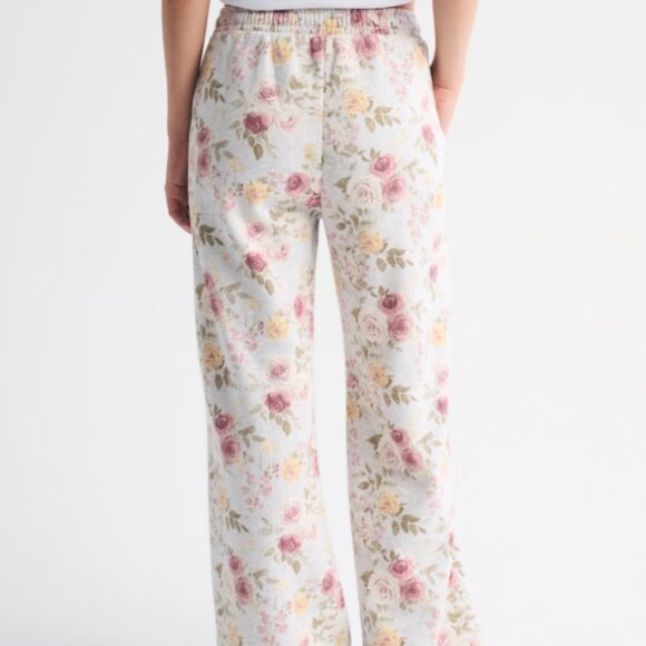 ABERCROMBIE & FITCH Women's High Rise Sunday Wide Leg Floral Sweatpants NWT - Picture 5 of 7
